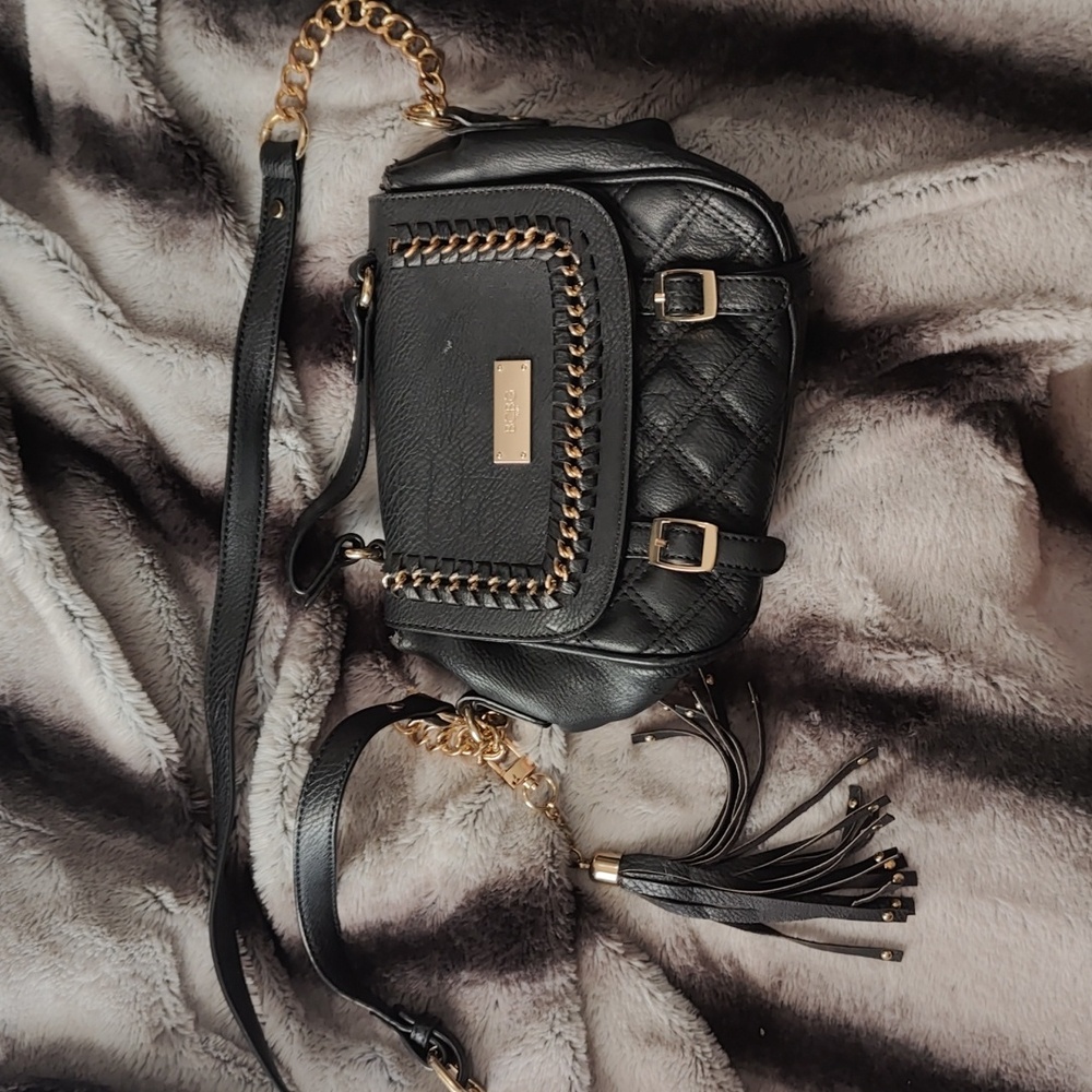 BCBG black leather crossbody